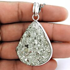 Natural Druzy Gemstone Jewelry 925 Sterling Silver Pendant Tribal For Women G16