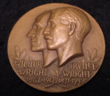Wilbur and Orville Wright Brothers Bronze Medal/Plaque 1 3/4" w Provenance