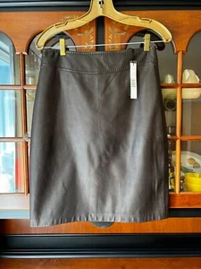 NWT $498 ELIE TAHARI BROWN LEATHER SKIRT SIZE 6 - Picture 1 of 11