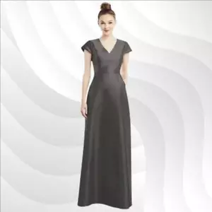 Alfred Sung Caviar Sateen Twill Cap Sleeve Dress Size 4 – Elegant Formal Wear - Picture 1 of 6