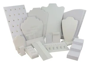 White Leatherette Jewellery Display Items - Ring, Earring, Watch, Necklace etc - Picture 1 of 103