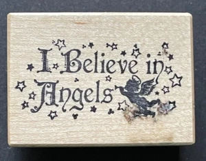 I Believe in Angels Word Phrase Stars Confetti PSX C108 Wood Rubber Stamp - Picture 1 of 3