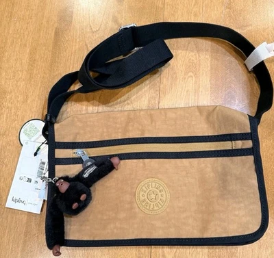 Bolso Bandolera Kipling Nylon Cálido Caramelo y Negro Nuevo con Etiquetas Bolso de Felpa Encanto Escuela  Foto 1 de 4