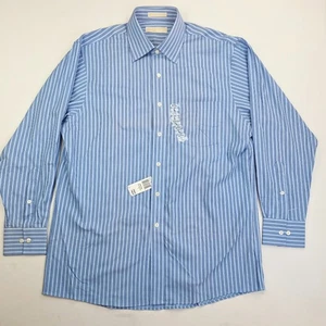 Michael Kors Size 16 32/33 Large Mens Blue White Stripe Spread Collar Shirt NWT - Picture 1 of 10