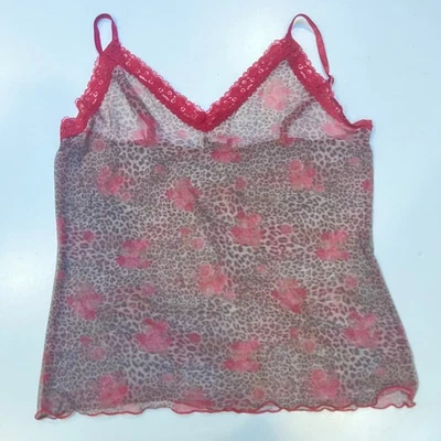 Morgan Taylor Malla Íntima Cami Ribete de Encaje Talla L Guepardo Patrón Floral Nylon Foto 1 de 4