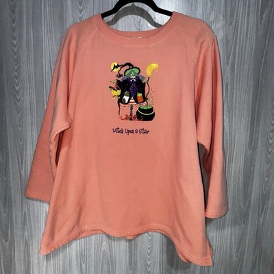 Vintage Quacker Factory Witch Upon a Star Embroidered Halloween Sweatshirt 1X - Image 1 of 4