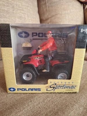 POLARIS Sportsman 500 4x4 4-Wheeler 1:18 NIB RED ATV 16 With DRIVER Fishing Rod - Image 1 of 4