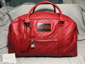2008 Limited Edition Large Gucci Red GG Embossed Duffle Bag La Pelle Guccissima - Bild 1 von 24