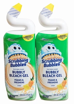 2 Johnson Scrubbing Bubbles Toilet Bowl Cleaner Bubbly Bleach Gel Citrus  - Image 1 of 3