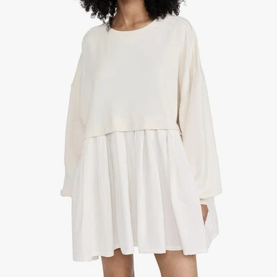 Free People Eleanor Oversized Sweatshirt Dress Ivory Size L NWOT - Image 1 of 4