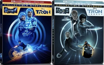 TRON/TRON LEGACY STEELBOOK 4K ULTRA HD + BLU-RAY + DIGITAL NEW! SEALED! - Image 1 of 4