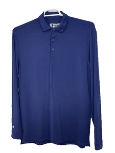 Ibkul Mens Blue M Long Sleeve Polo Shirt Golf Athlesiure UPF 50 Performance - Picture 1 of 6