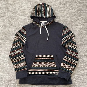 Sudadera con Capucha Pullover Azteca Estampado Nativo Occidental Para Hombre Talla Mediana Lana Mezcla de Algodón - Imagen 1 de 7