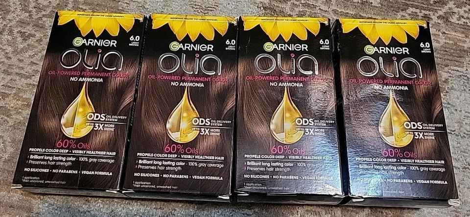 2x Garnier Olia Oil Permanent Hair Color 6.0 Light Brown