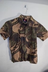Quiksilver Shirt Camo Brown Green Short Sleeve Button Up Pocket Outdoor BOYS 7 - Picture 1 of 10