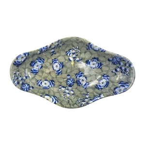 Plato Spode England raro antiguo siglo XIX verde azul hielo agrietado y Prunus - Imagen 1 de 7