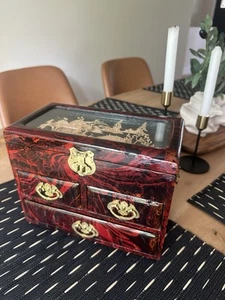 vintage japanese lacquer jewelry box - Picture 1 of 11
