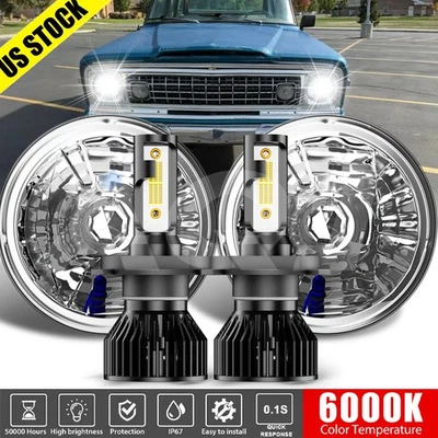 For 1963-1978 Jeep Wagoneer Pair 7 Inch LED Headlights White Foto 1 de 4