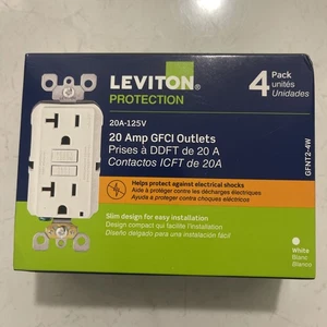 Leviton GFNT2-4W 20A 125V GFCI Outlet - White (4-Pack) (E10044619) - Picture 1 of 3