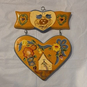 J.D.I. Inc. Handpainted Handmade Heart-Shaped Wall Door Hanging Famhouse Cottage - Picture 1 of 7