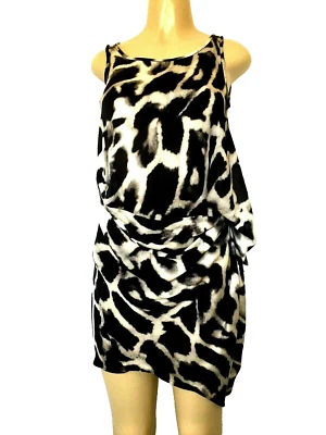 Mini Vestido Plein Sud Seda Estampado Animal Dos Piezas Talla 36 XS 0 2 Acanalado Italia  Foto 1 de 4