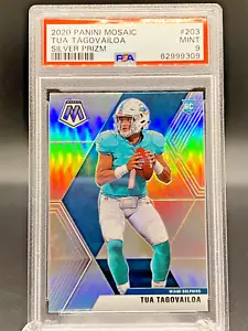 Panini Mosaic Tua Tagovailoa 2020 novato plateado Prizm SP RC PSA 9 Mint Dolphins - Imagen 1 de 2