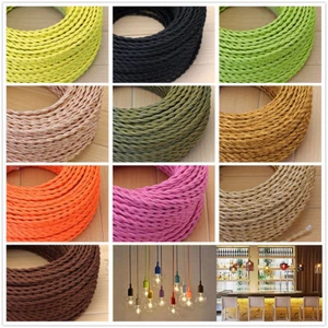 Twist 3 Core Braided Fabric Cable Lighting Lamp Flex Vintage - Choice of Colours - Picture 1 of 56