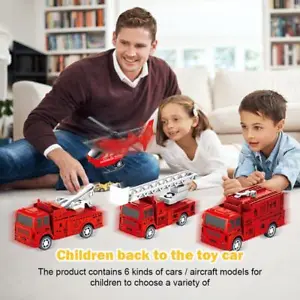 6pcs Inertia Fun Engineering Car Set Army Vehicle Model Toy (Fire Engine) - Picture 1 of 6