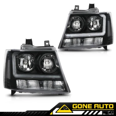 Fit For 2007-2014 Chevy Avalanche Tahoe Suburban Clear/Black LED DRL Headlights - Image 1 of 4