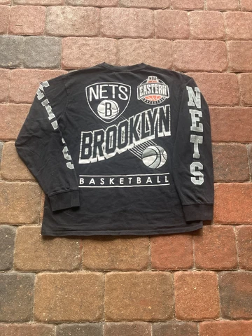 Brooklyn Nets Long Sleeve Shirt Adult Large Black NBA Basketball AOP Back Hit Cover
