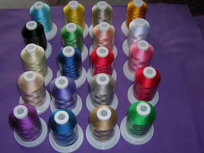 SEW TECH 20 BROTHER COLOURS POLYESTER MACHINE EMBROIDERY THREAD 1000M SPOOL D/2 - Image 1 of 3