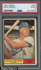 1961 Topps #443 Duke Snider Los Angeles Dodgers HOF PSA 2 GOOD