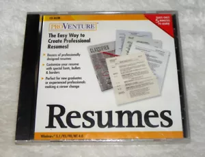 Rare 1999 Proventure Resumes • CD-ROM - Windows • Create Professional Resumes - Picture 1 of 2