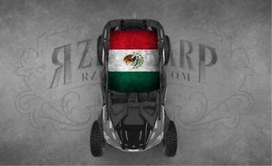 2 SEAT UNIVERSAL ROOF FITS POLARIS RZR CAN-AM GRUNGE MEXICO FLAG WRAP - Picture 1 of 1