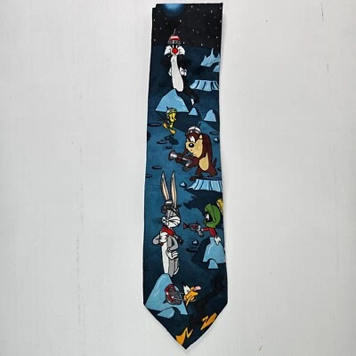 Looney Tunes Mania Tie Outer Space 1995 Bugs Bunny Marvin The Martian Taz - Image 1 of 4