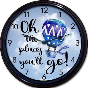 Balloon Hot Air Wall Clock Oh The Places You'll Go Graduation Gift New 10"