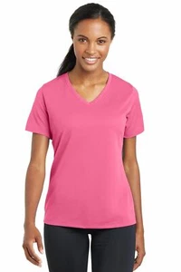 Sport-Tek Women's Dry-Fit V-Neck RacerMesh Moisture Wicking T-Shirt M-LST340 - Picture 1 of 38