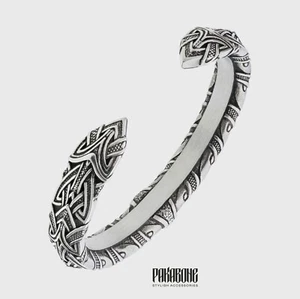 BRACCIALE VICHINGO BRACCIALE FASCIA NORRENA BRACCIO REGOLABILE ANELLO NORDICO TORC GIOIELLI VICHINGHI - Foto 1 di 7