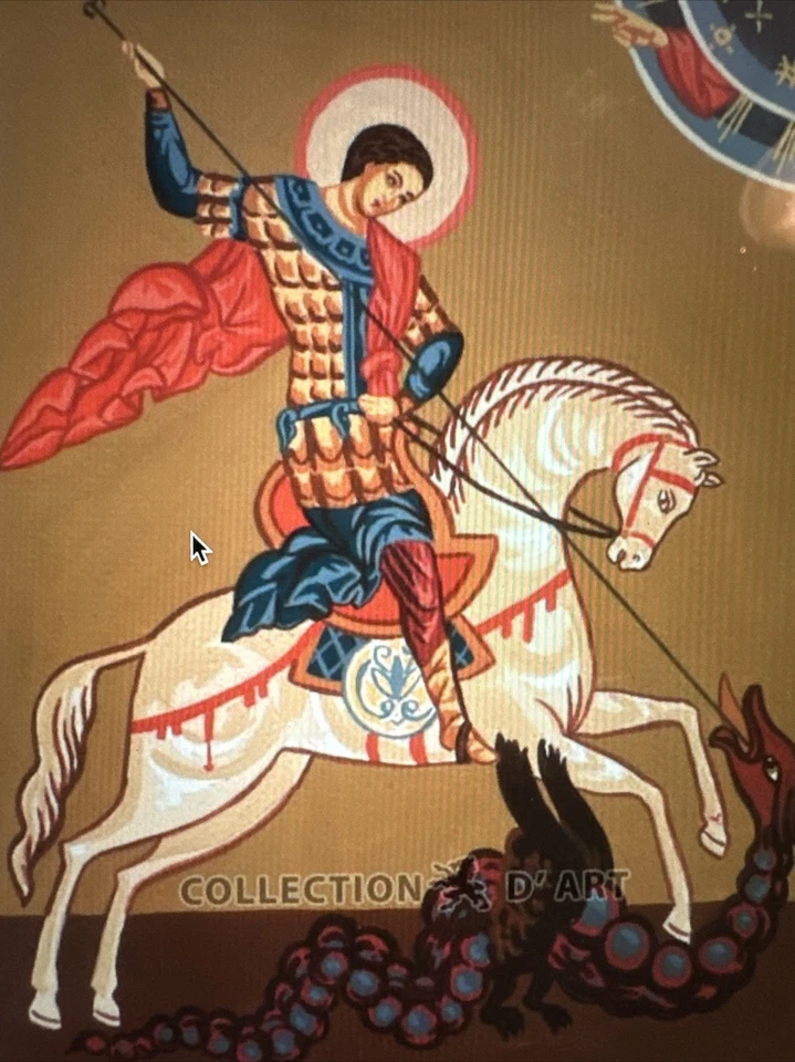 Printed needlepoint Tapestry Gobelin  Canvas Only 30 X40 Cm St George Rto - Image 1 of 1