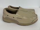 Dr Scholls Men's 10 3E Beige Leather Slip on Comfort Loafer Boat Shoes 42J-02