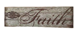 Wooden Folk Art Home Deco Wisdom Plaque "FAITH" Wall Hanging Decor 26" x 8" - Picture 1 of 3