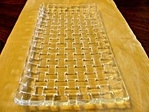 CHIC 'NACHMANN' BOSSA NOVA CRYSTAL RECTANGULAR BASKETWEAVE SERVING PLATTER NWOT - Picture 1 of 10
