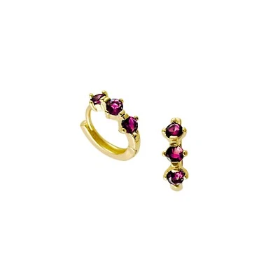Ruby Huggies by Stella Amoré – July Birthstone 18k Gold Hoop Earrings NONTARNISH - Image 1 of 4