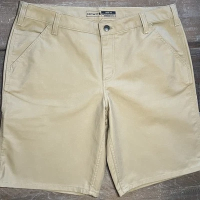 Shorts de trabalho Carhartt feminino robusto flexível ajuste solto lona bronzeado tamanho 16 - Imagem 1 de 4