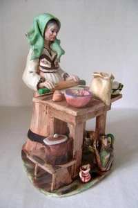 Vintage Art Pottery Figurine of a Lady Baking: P. Serra Olbia: Sardinia, Italy. - Picture 1 of 12