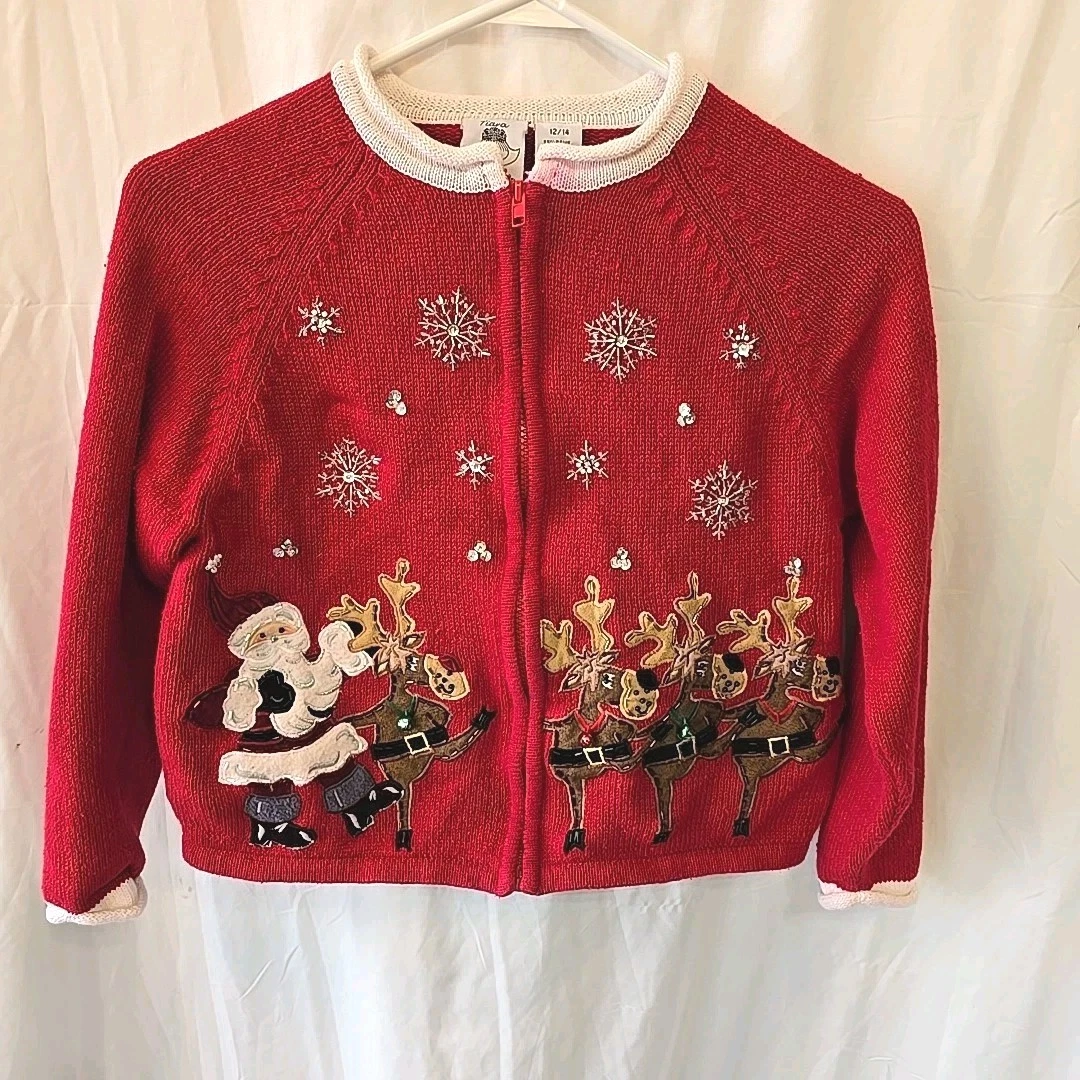 Shmily Girl Christmas Cardigan For Women – Open Front Reindeer Pattern Warm Sweater, Red - View #10