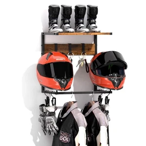 Supporto Casco Moto Supporto a Parete, Porta Casco con 2 Supporti Cappelli, Casco St... - Foto 1 di 7