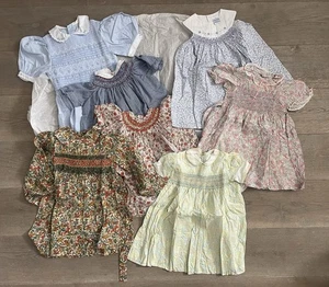 Collection Of 7 Vintage Girls Smock Dresses In Cotton, Liberty, Barbara Jane Etc - Picture 1 of 7