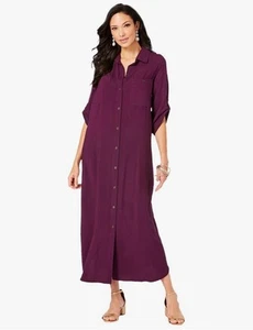 Abito donna Roaman's taglie forti con colletto e bottoni davanti bacca/viola - Tg 22w - Foto 1 di 9