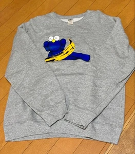 KAWS + Warhol Cookie Monster Sweatshirt M Unisex Gray Banana Print Collab - Picture 1 of 4